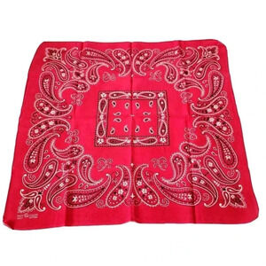 Fast Color Bandana Elephant Trunk Up Paisley Red Selvedge Vintage 20" x 21 1/2"